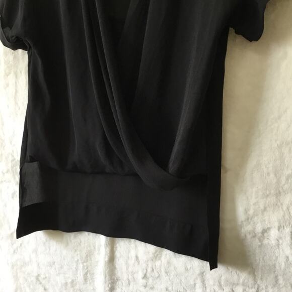 BCBGMaxAzria Black Drape Front Hi-Low Sheer Top - Picture 4 of 16